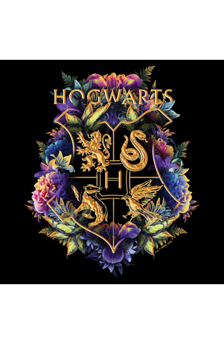 HARRY POTTER Girl's Harry Potter Hogwarts Plant Crest  Graphic T-Shirt, Alternate, color, Black