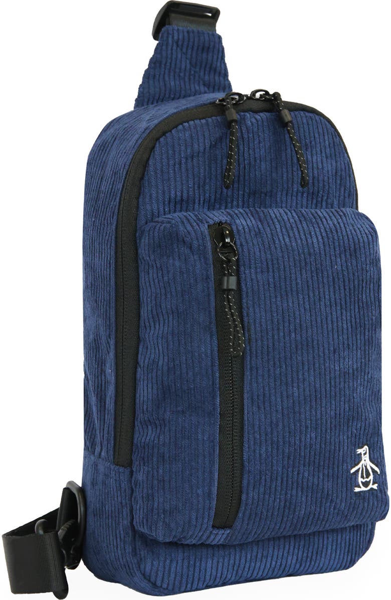 Original Penguin Corduroy Sling Bag, Alternate, color, Blue Wing Teal