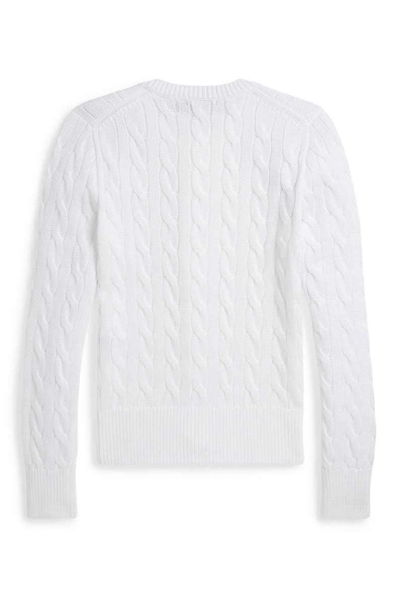 Polo Ralph Lauren Cable Cotton Crewneck Cardigan, Alternate, color, White
