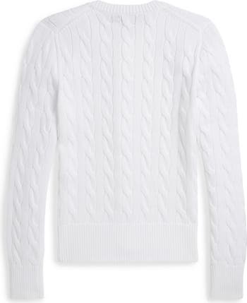 Cable Cotton Crewneck Cardigan