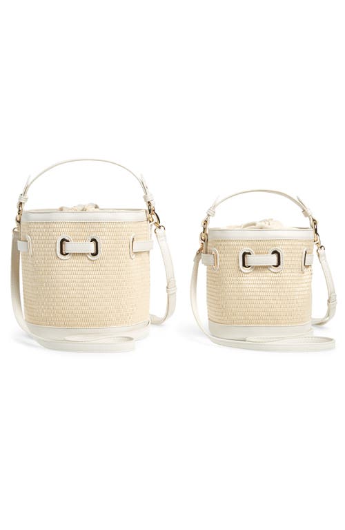Mali + Lili Gina Set Of 2 Twinning Straw Bucket Bags In White/natural