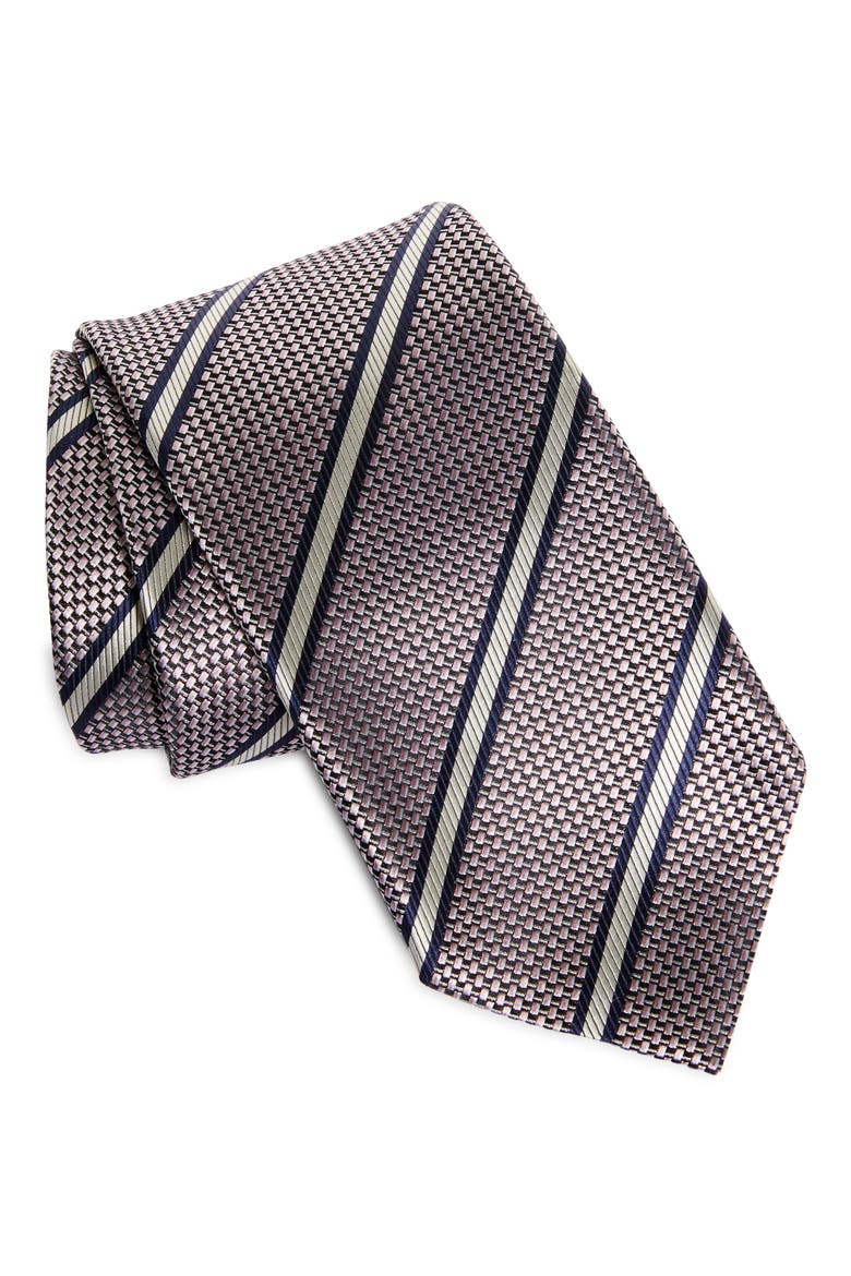 Paglie Bold Stripe Mulberry Silk Tie, Main, color, PINK