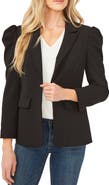 CeCe Puff Shoulder Open Front Ponte Blazer
