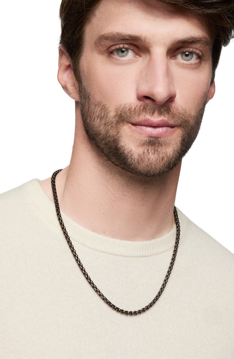 David Yurman Men's Box Chain Necklace with Stainless Steel & Sterling Silver, 5mm, Alternate, color, Stainless Steel W/ Sterl Silv
