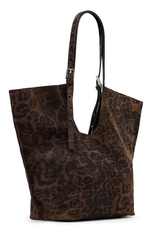Allsaints Ara East West Leopard Print Suede Tote