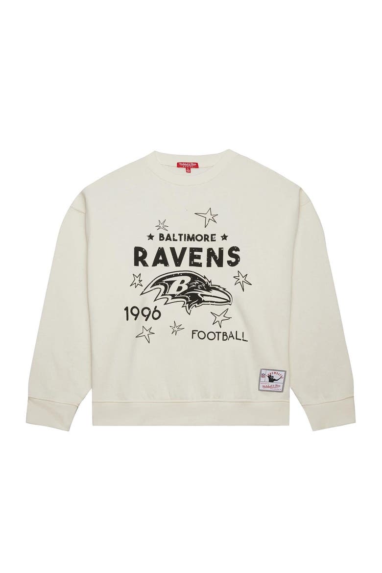 Women's Mitchell & Ness Cream Baltimore Ravens Plus Size Shooting Star Sweatshirt, Alternate, color, Cream