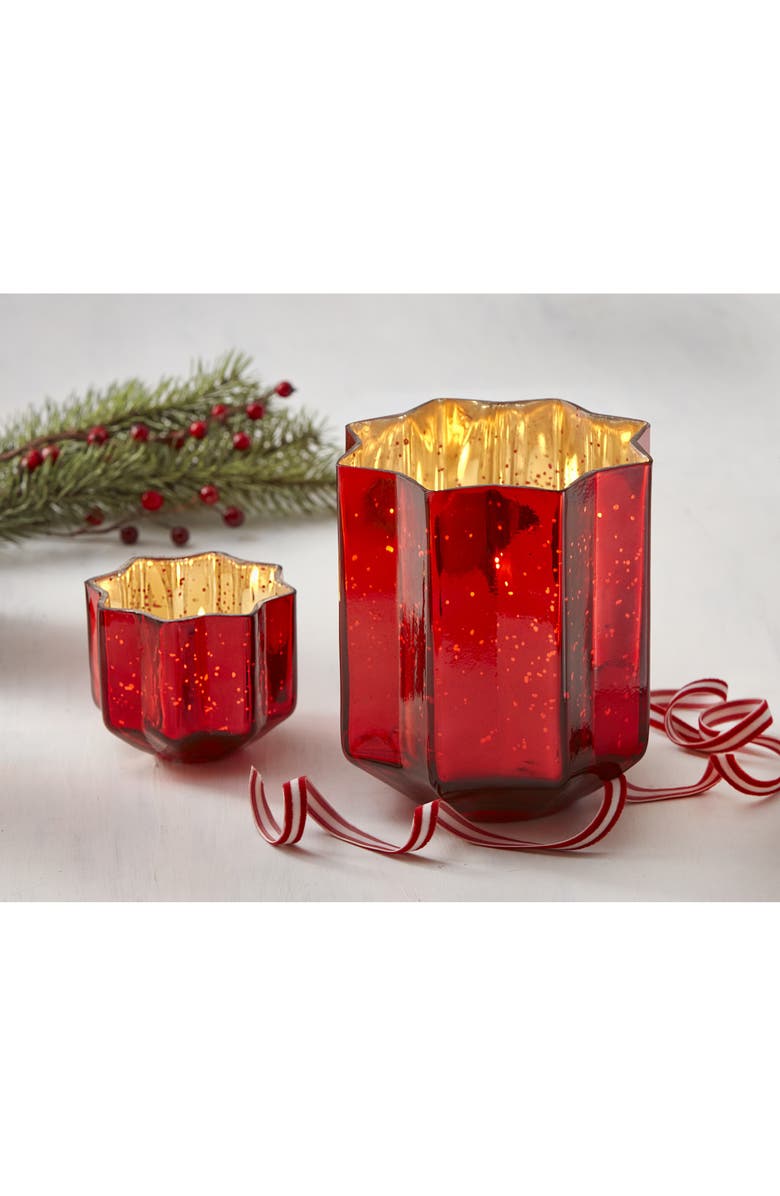 tag Christmas Starlight Blown Glass Tealight Candle Holder, Alternate, color, Red