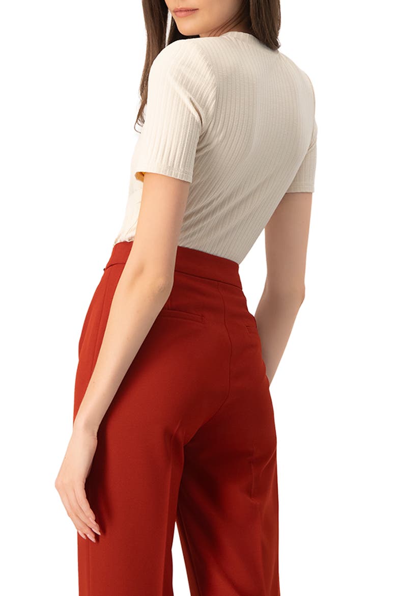 Puffed Shoulder Beige Top, Alternate, color, Beige