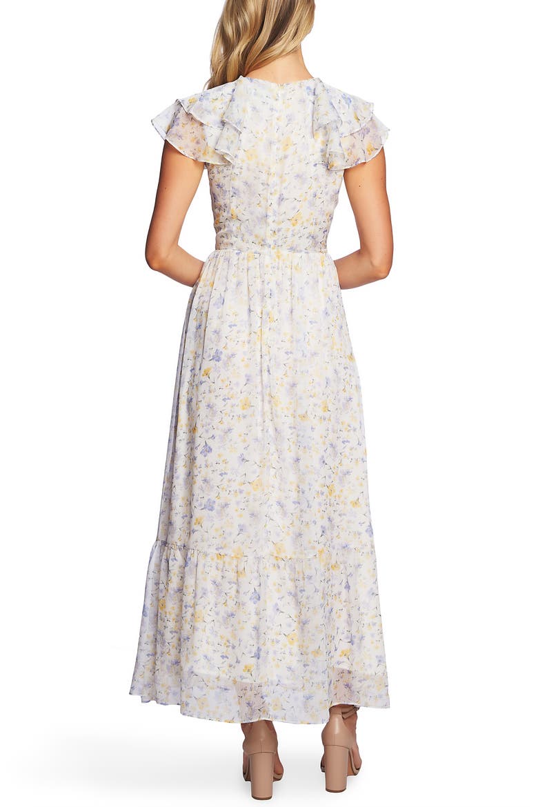 Provence Floral Ruffle Hem Maxi Dress, Alternate, color, SOFT ECRU