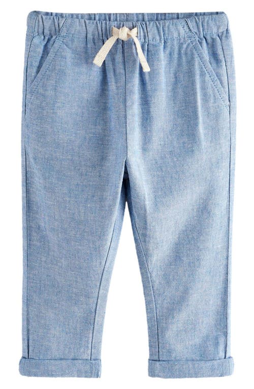 Next Kids' Linen & Cotton Chambray Drawstring Pants In Blue
