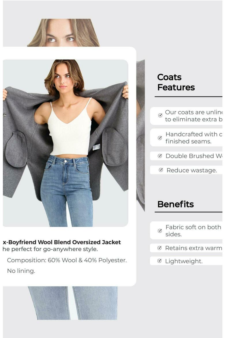 Ex-Boyfriend Wool Blend Oversized Jacket, Alternate, color, Lilac