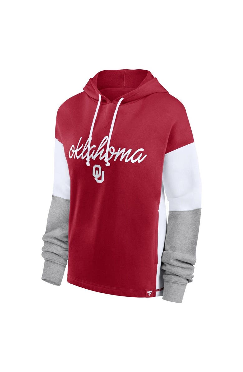 FANATICS Women's Fanatics Branded Crimson Oklahoma Sooners Play It Safe Colorblock Pullover Hoodie, Alternate, color, Crimson