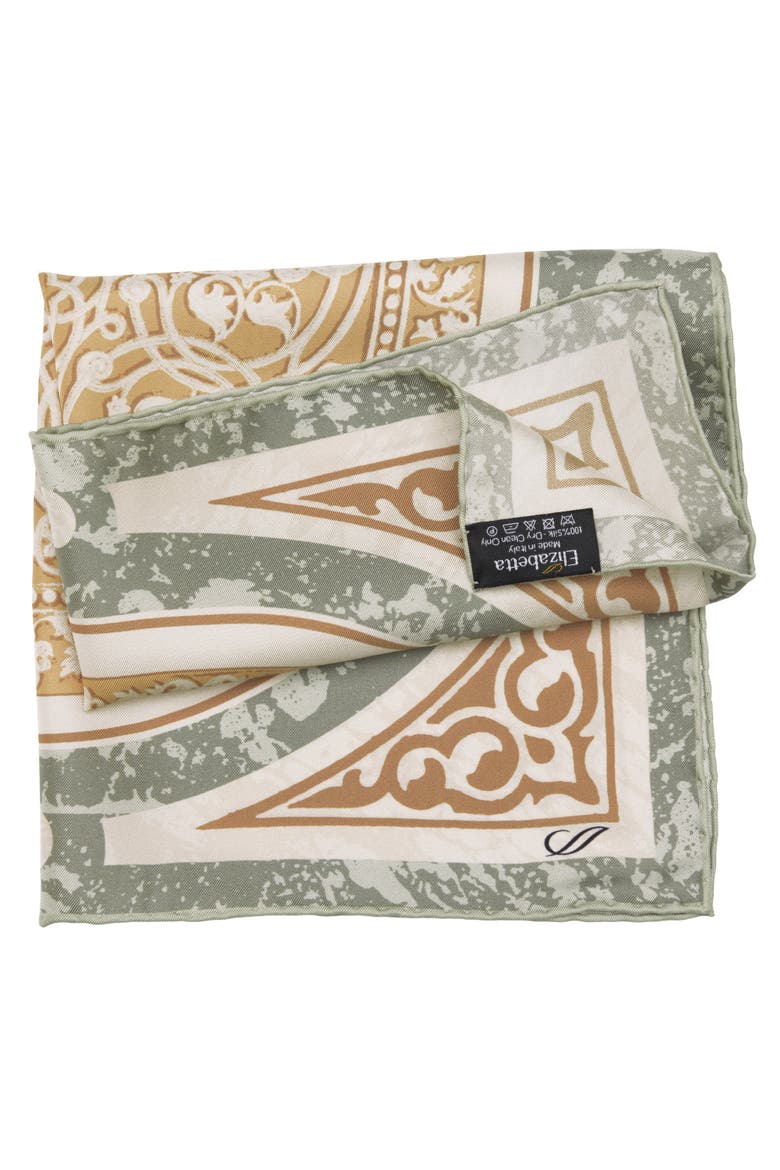 Noto - Silk Pocket Square for Men, Alternate, color, Sage