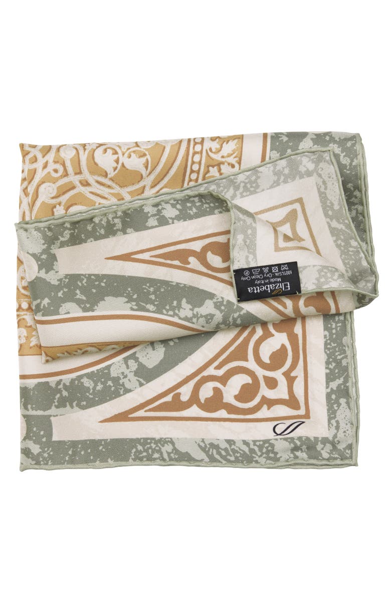 Elizabetta Noto - Silk Pocket Square for Men, Alternate, color, Sage