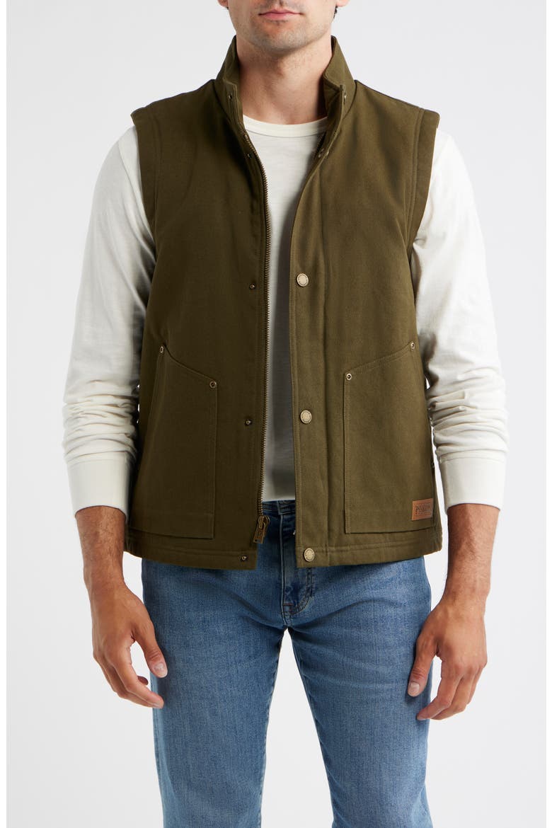 Pine Grove Cotton Canvas Vest, Main, color, DARK OLIVE