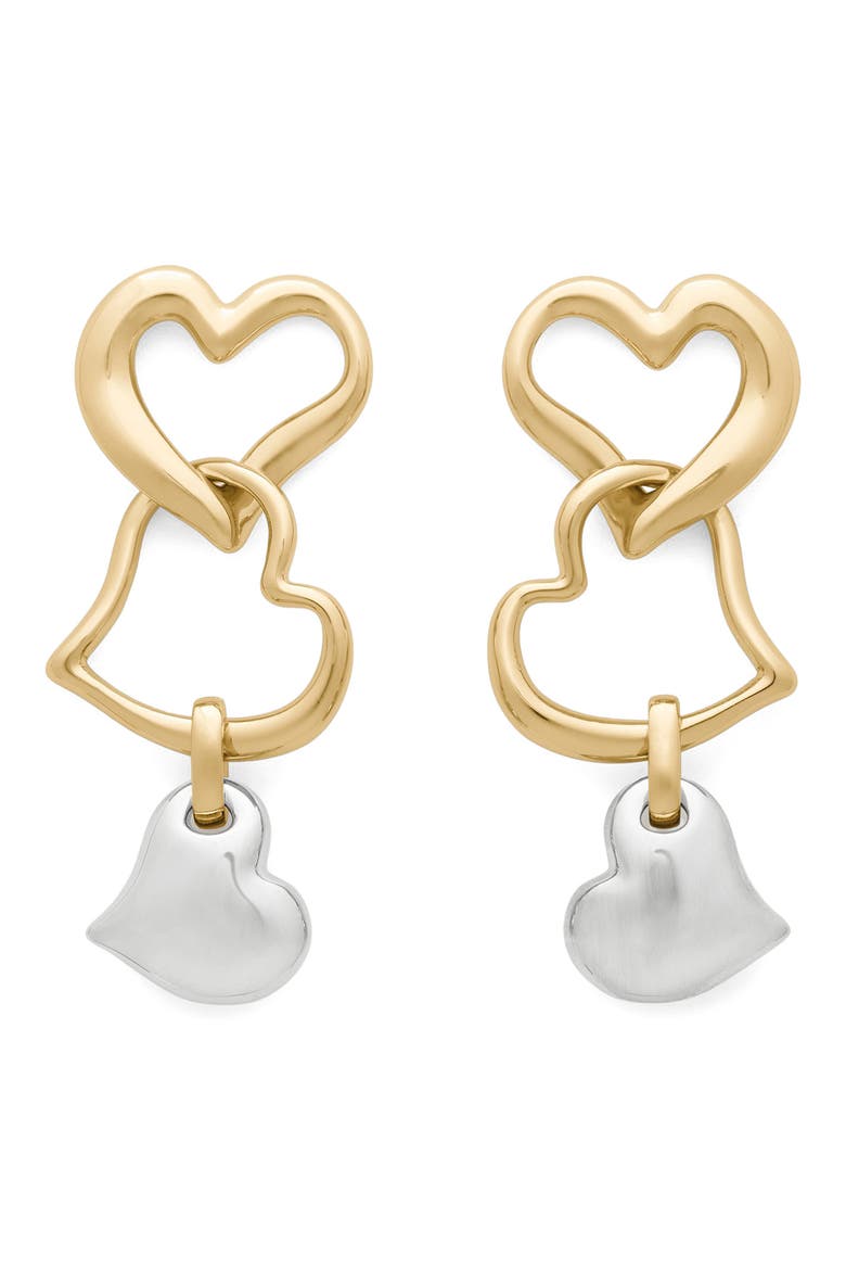 heart linear drop earrings, Main, color, GOLD/ SILVER