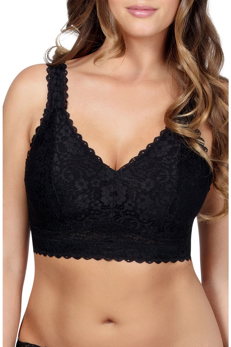 Adriana Wire-Free Full Bust Supportive Bralette, Main, color, BLACK