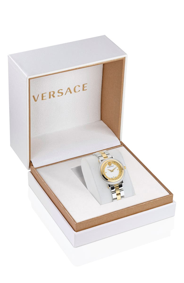 Versace Greca Flourish Bracelet Watch, 35mm, Alternate, color, Two Tone