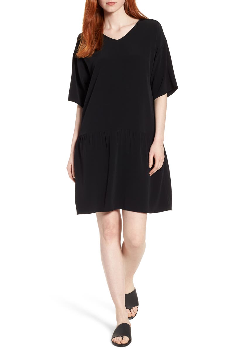Eileen Fisher Drop Waist Tencel<sup>®</sup> Lyocell Blend Dress, Main, color, 
