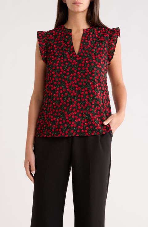 Cherry Crush Flutter Sleeve Top