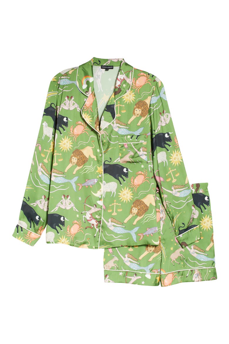 Zodiac Green Short Pajamas, Alternate, color, MOSS GREEN