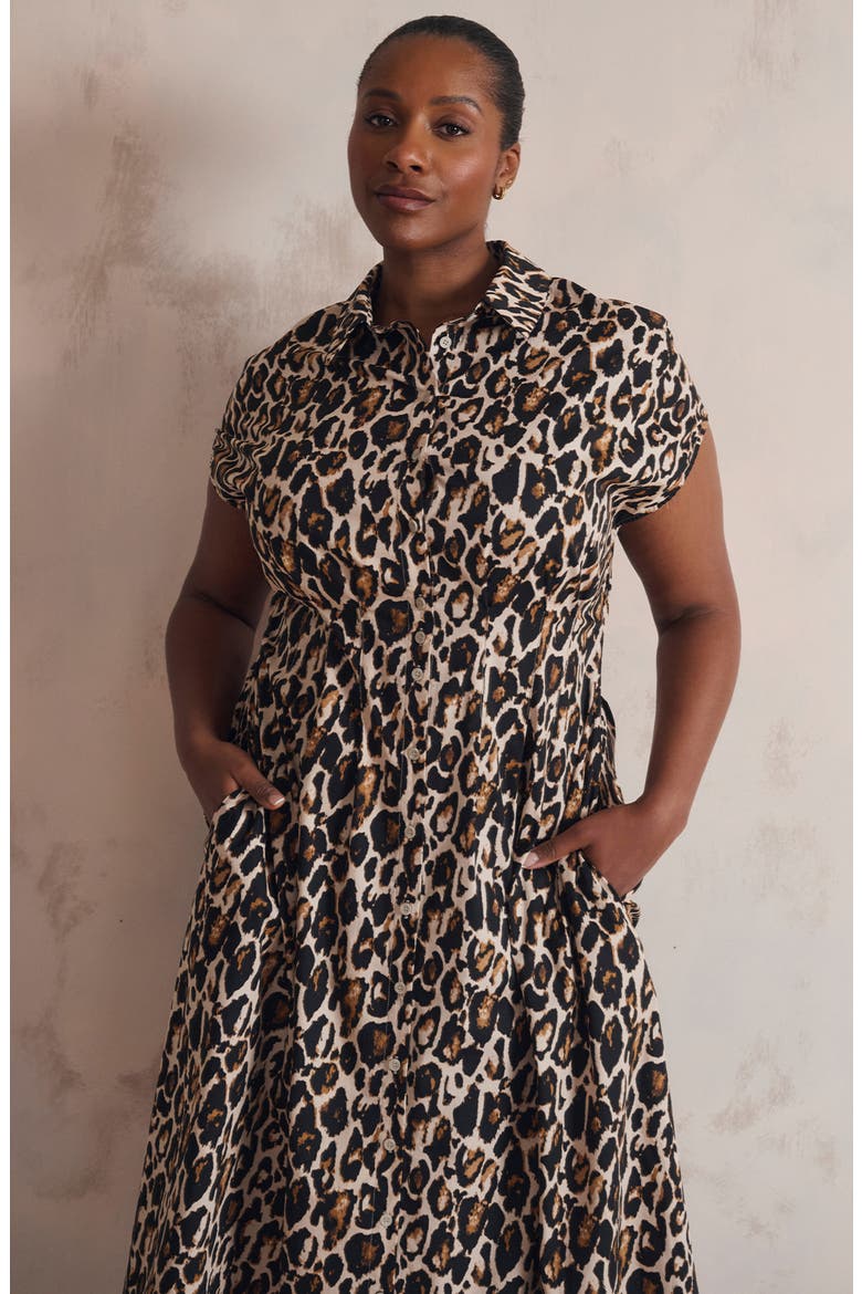 Leocara Leopard Print Shirtdress, Alternate, color, IVORY LEOPARD