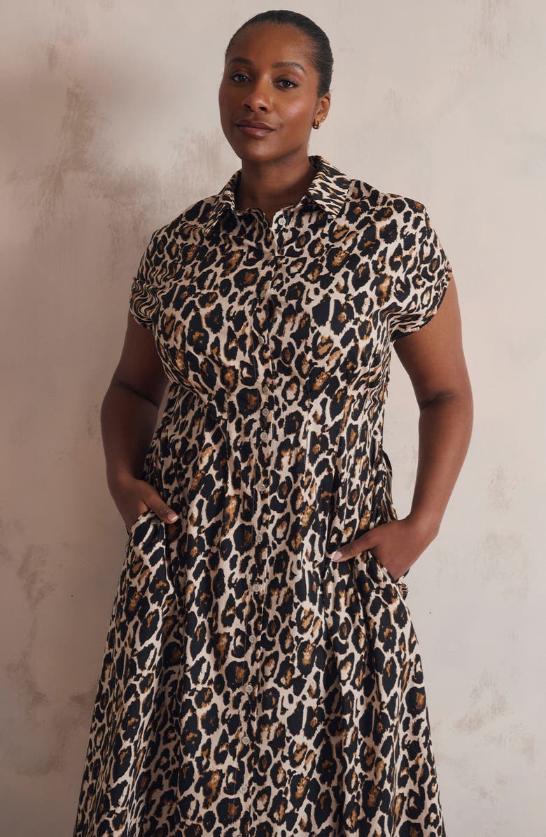 Estelle Leocara Leopard Print Shirtdress, Alternate, color, Ivory Leopard