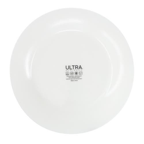Gibson Ultra White Shadow 6 Piece 10 Inch Opal Glass Dinner Plate Set In White