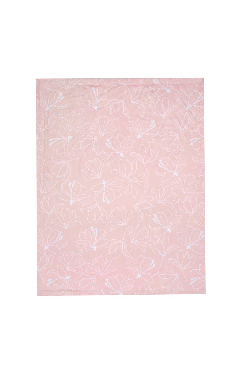 Lambs & Ivy Petals Floral Fleece Faux Shearling Soft Baby Blanket, Alternate, color, Pink