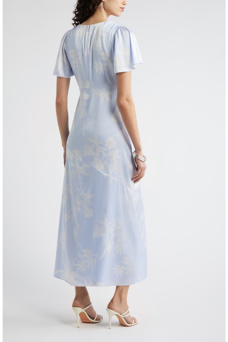 Flutter Sleeve Satin Maxi Dress, Alternate, color, BLUE BOHEM SHADOW
