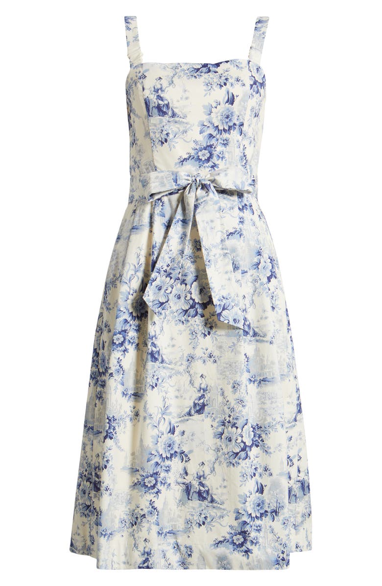 Julia Jordan Sleeveless Stretch Cotton Midi Dress, Alternate, color, Ivory Blue