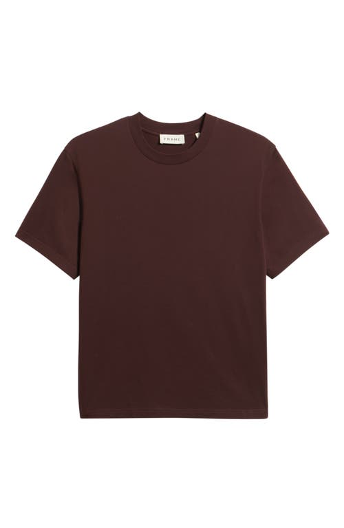 Frame Short Sleeve Light Cotton Tee In Burgundy