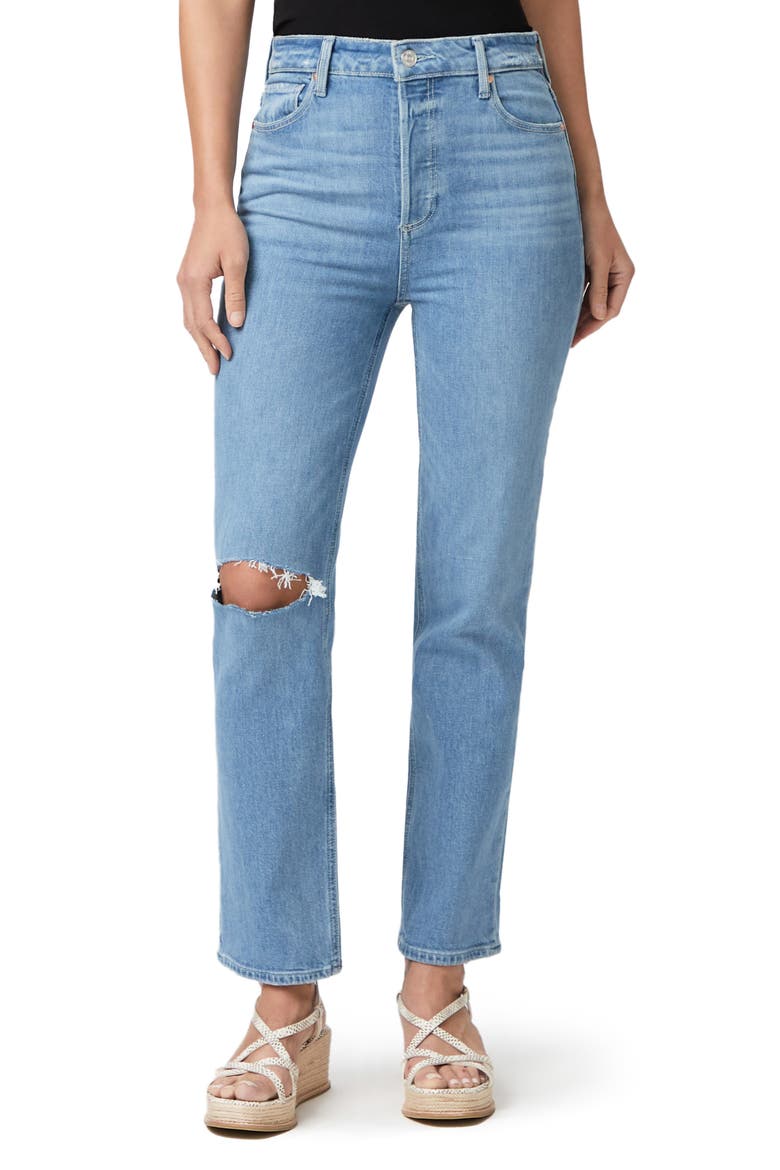 Stella Ripped High Waist Straight Leg Jeans, Main, color, PECOTDSTHM