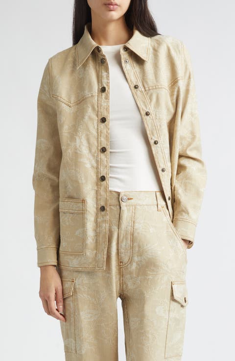 Floral Denim Button-Up Shirt