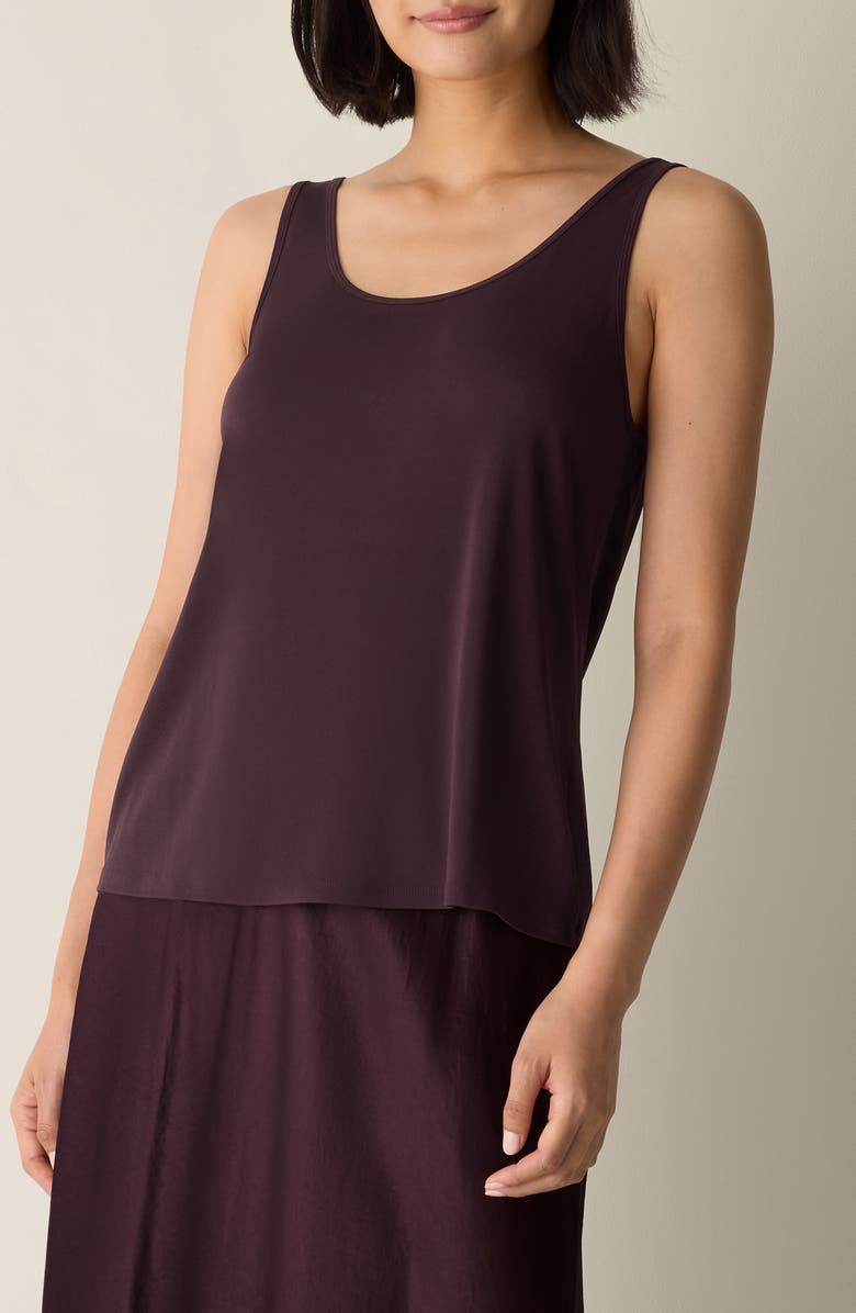 Eileen Fisher Slim Fit Scoop Neck Silk Tank, Main, color, Cassis