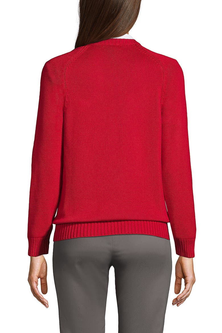 School Uniform Young  Cotton Modal V-neck Sweater, Alternate, color, Red