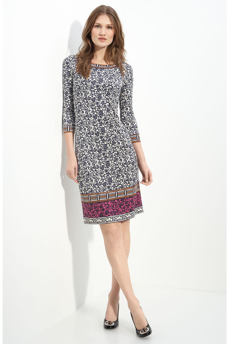 'Carmela' Printed Silk Dress, Main, color, IVORY SWIRLY