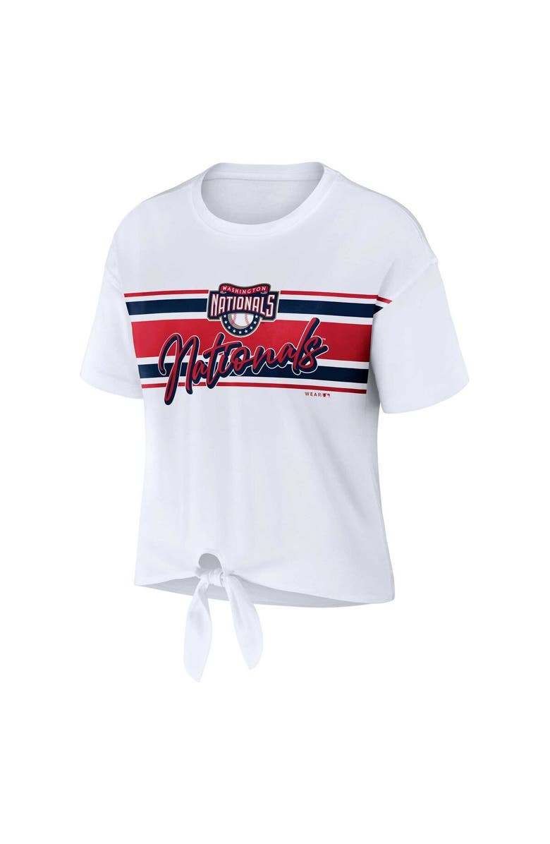 WEAR by Erin Andrews Women's WEAR by Erin Andrews White Washington Nationals Front Tie T-Shirt, Alternate, color, 