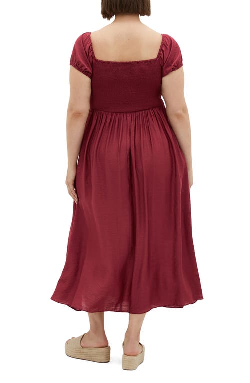 City Chic Abbigail Puff Sleeve Maxi Dress In Cherry