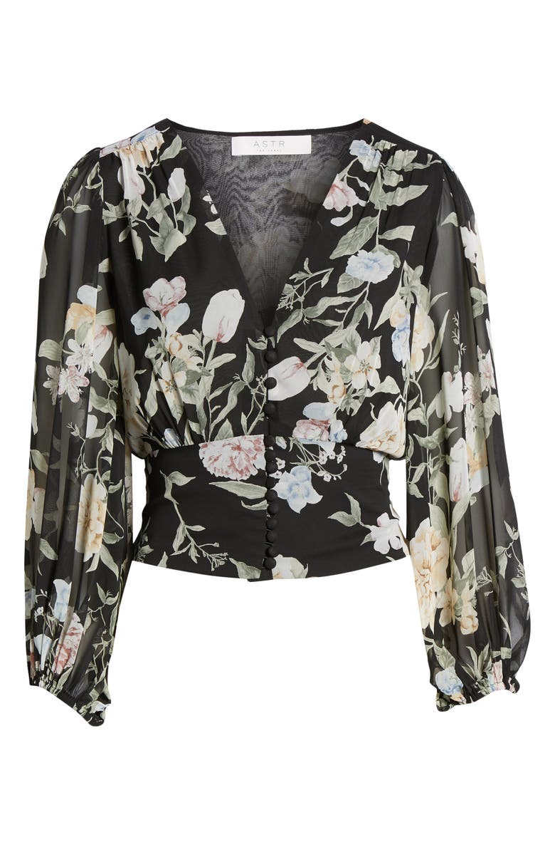 ASTR the Label Floral Print Blouson Sleeve Top, Alternate, color, 