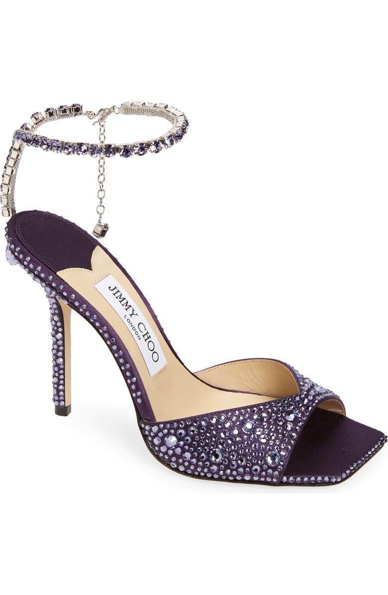 Jimmy Choo Saeda Crystal Ankle Strap Sandal, Main, color,