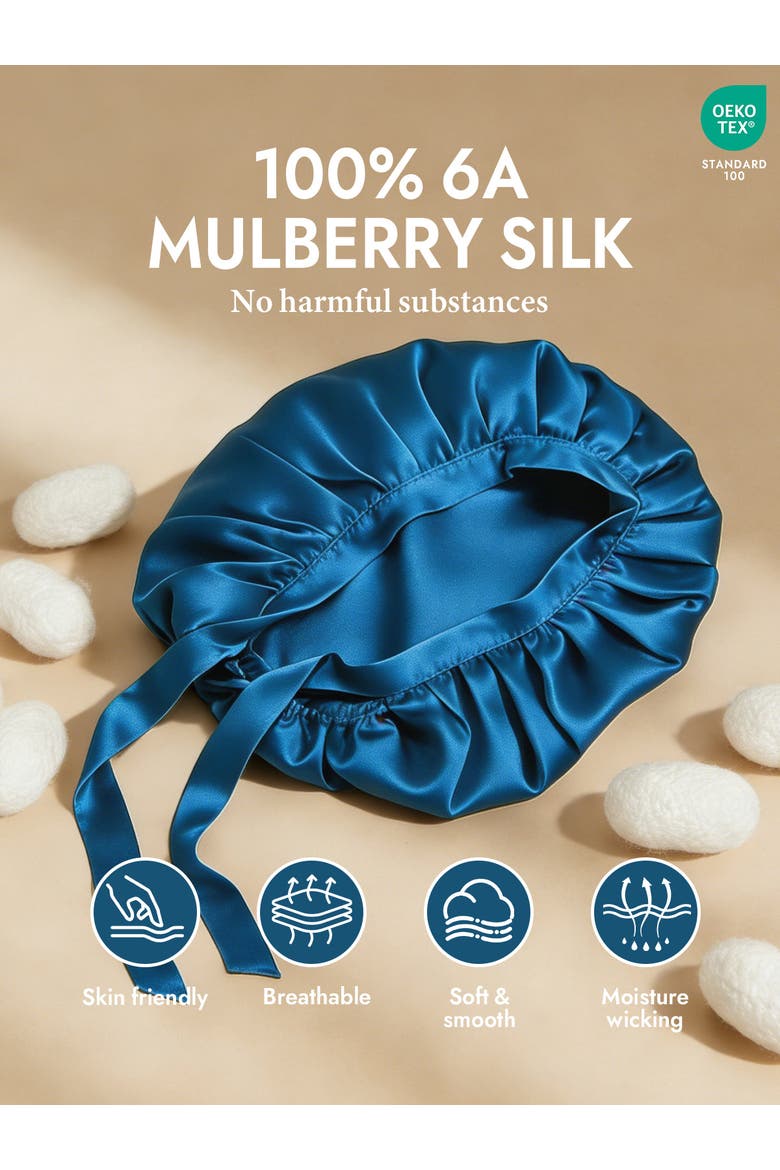Pure Silk Classic Ribbon Bonnet, Alternate, color, Teal
