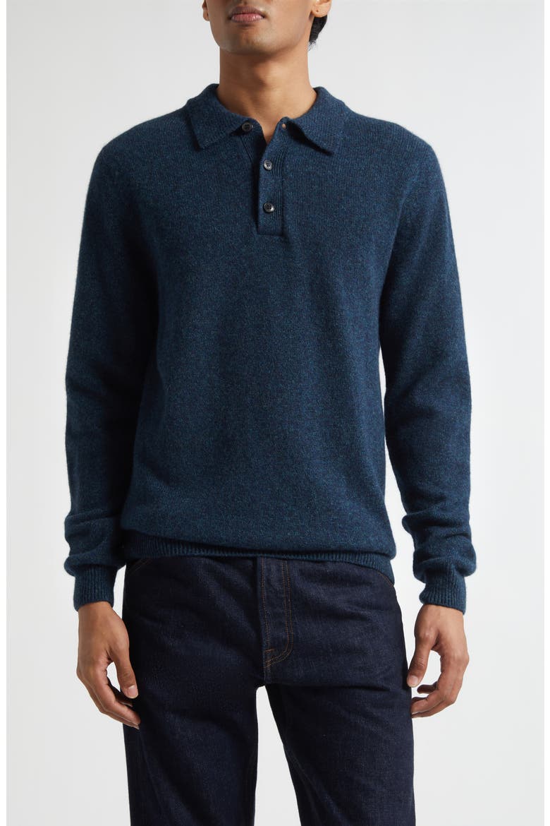Lambswool Polo Sweater, Main, color, DARK PETROL TWIST