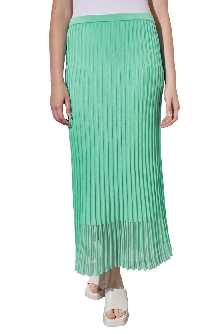 Textured Stripe Sheer Hem Midi Skirt, Main, color, SEASPRAY