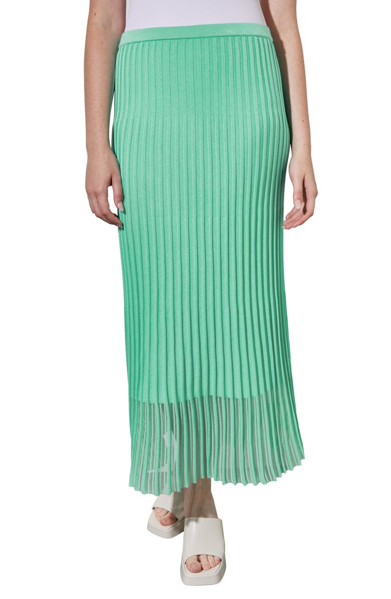 Ming Wang Textured Stripe Sheer Hem Midi Skirt, Main, color,