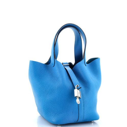 Pre-owned Hermes Hermes Picotin Lock Bag Clemence Pm In Blue