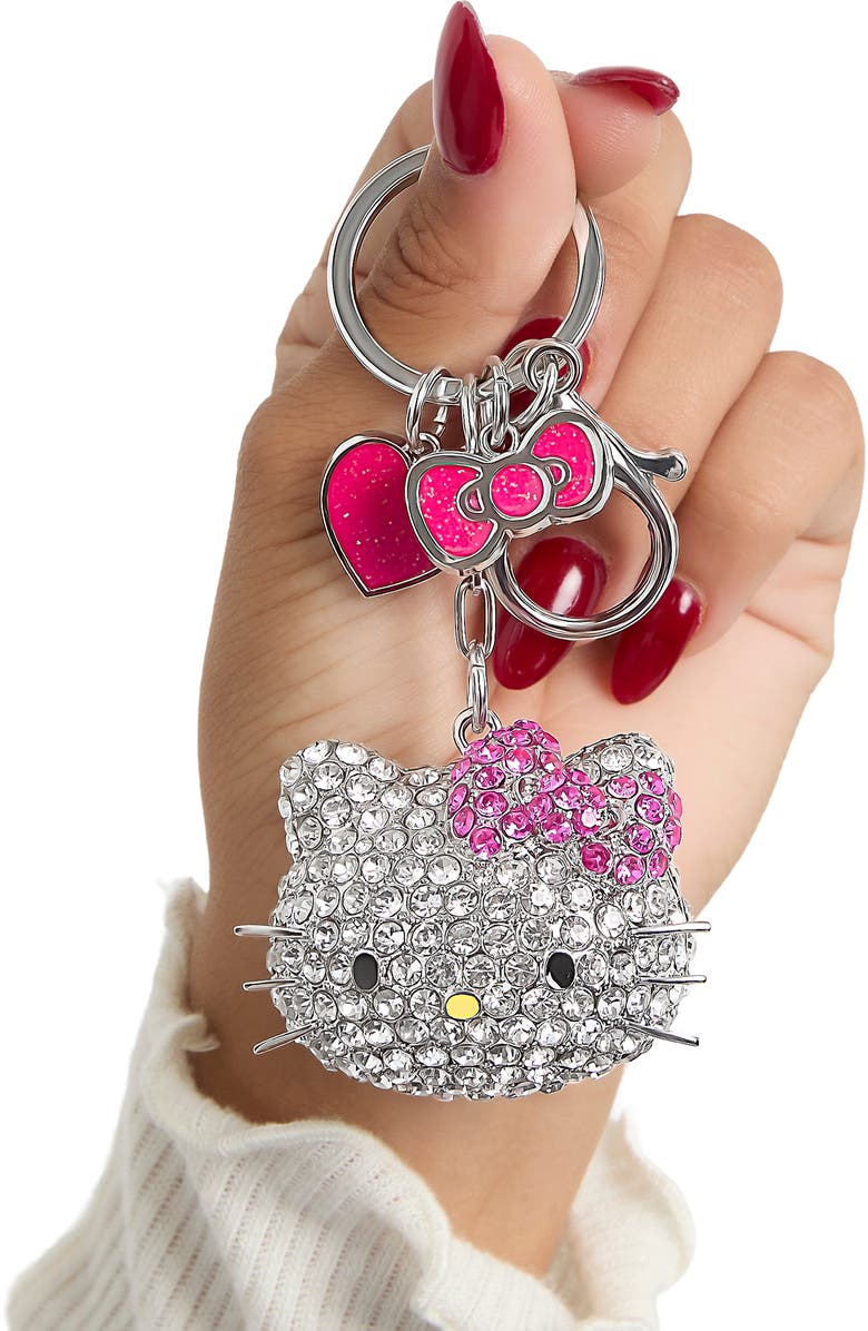 Hello Kitty Crystal Cluster Pavé Bag Charm Keychain, Alternate, color, Clear Crystal, Pink
