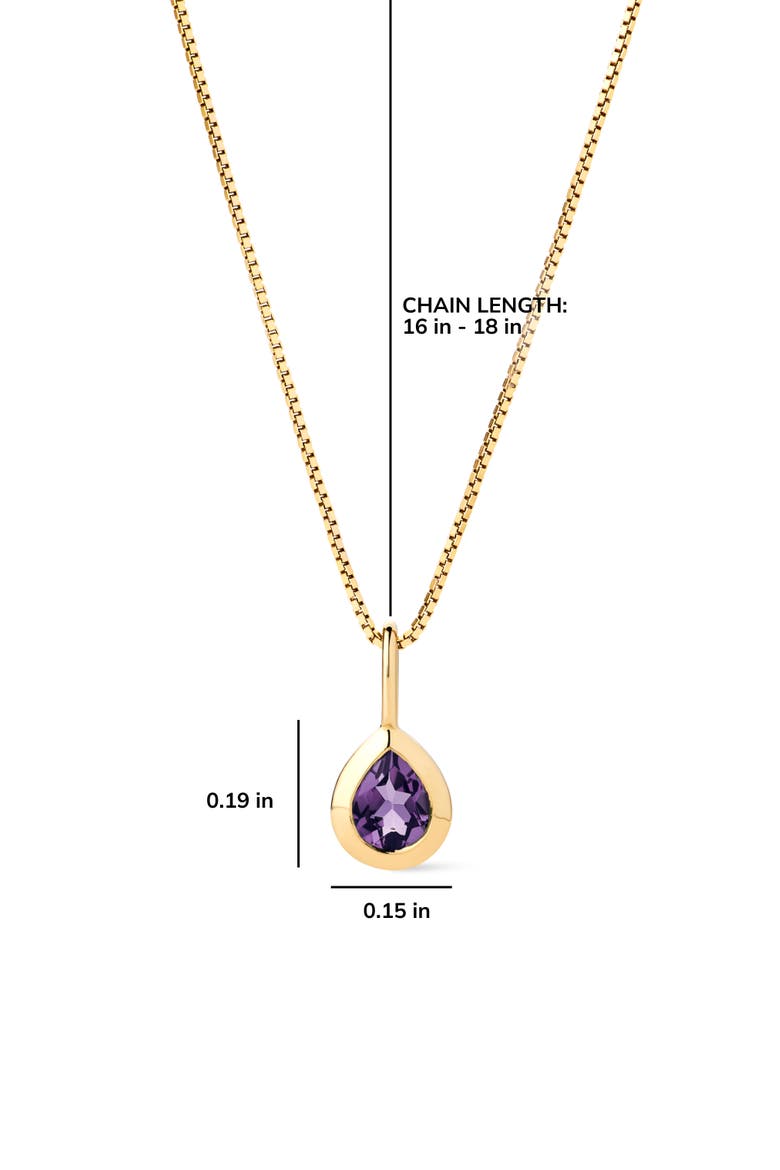 Solid Yellow Gold - Teardrop Charm Necklace, Alternate, color, Light Blue Sapphire