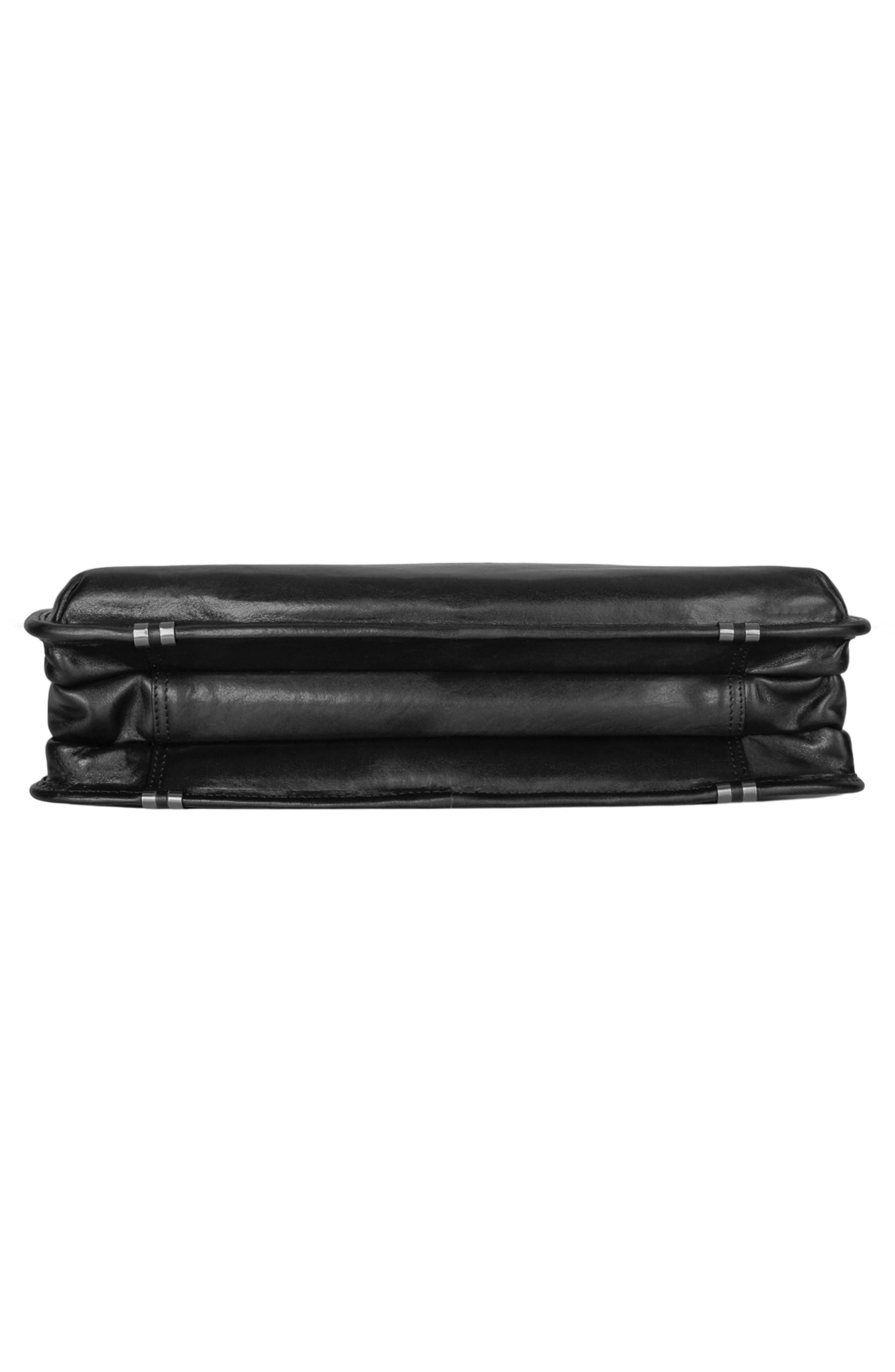 Leather Triple Compartment Briefcase, Alternate, color, BLACK