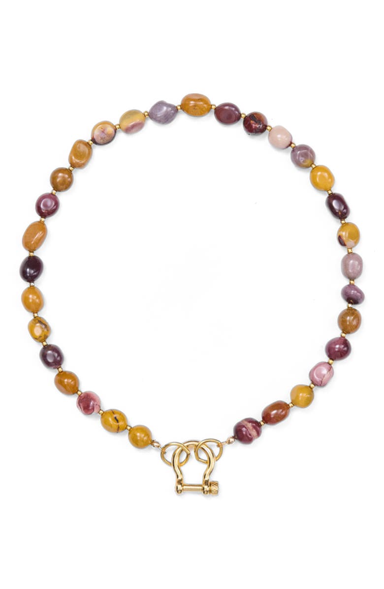 SHOP SPICY DAN Gus Pebble Mookaite Gold Plated Necklace, Alternate, color, Multicolor
